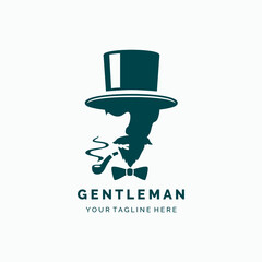 Vintage gentleman logo design vector 