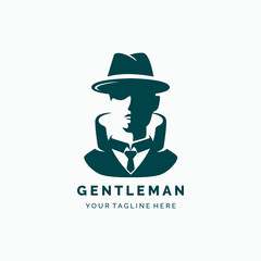 Vintage gentleman logo design vector 