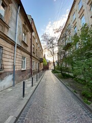 Fototapeta na wymiar The modern city of Lviv in western Ukraine with ancient European architecture