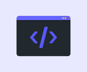 Coding Programming in Terminal Prompt Icon Vector Illustration for Computer Science Poster or Graphic Element