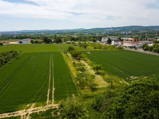 Fototapeta na wymiar Aerial drone view of farmland of the Taunus in Hessen, Germany