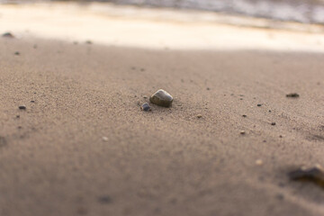 background sandy beach with waves and rocks