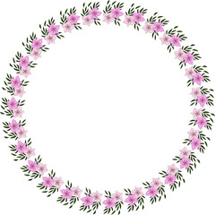 Decorative round frame for photo or text from exotic flowers. Blank for a postcard or invitation. A wreath of magnolia flowers on a transparent background. Vector illustration