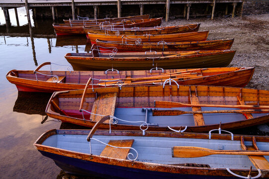 Rowing boats on the shore at the end of the day