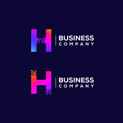 Abstract Letter H Logo design with Pixels Square Shape for Technology and Digital Business Company