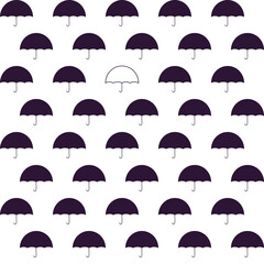 Black and white umbrellas Seamless pattern Isolated vector illustration