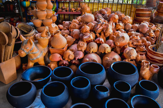 traditional clay pots crafts -  Colorful Ceramics on tolima colombia