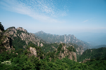 Fototapeta na wymiar Forests and Mountain Peaks in Huangshan Yellow Mountains, Anhui Province, China