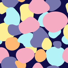 Seamless pastel pattern of pink and green and yellow and purple bubbles