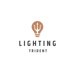 Lighting bulb and trident logo icon design template