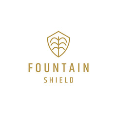 Luxury shield and fountain line logo icon design template flat vector