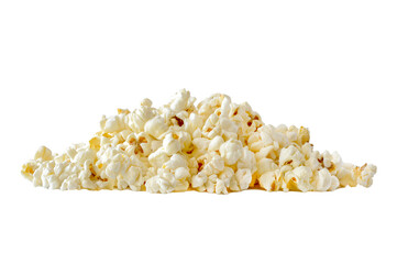 Heap of crispy popcorn isolated on white background.