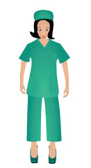 Woman nurse stand. vector illustration
