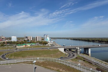 Obraz premium View of the city of Barnaul from the Nagorny Park