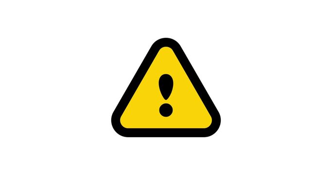 Hazard warning attention sign, Warning sign Icon modern animation on white background