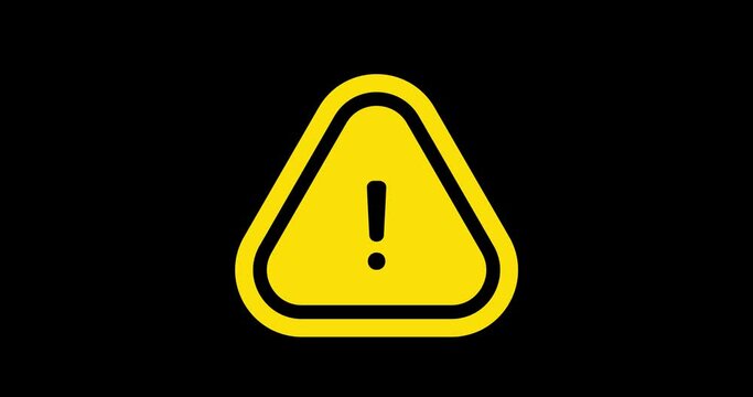 Warning, Warning sign Icon modern animation on black background