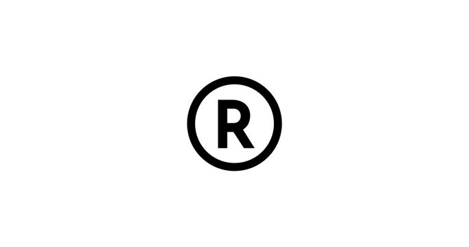 Registered Trademark Symbol, Registered trademark modern animation on white background