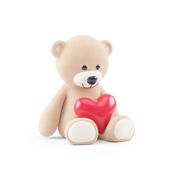 3d illustration of teddy bear with heart