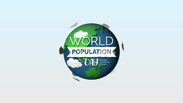 happy world population day looping motion graphics animation