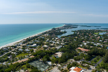 Naklejka premium Aerial view of Longboat Key near Sarasota Florida, looking north along the Gulf of Mexico.