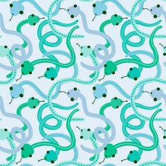 Cartoon seamless snakes pattern for textiles and packaging and gifts and cards and linens and kids and wrapping paper