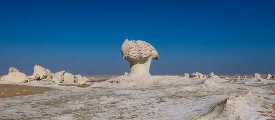 Fantastic Sandy Formations in the White Desert Protected Area, is National Park in the Farafra Oasis, Egypt