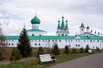 Fototapeta na wymiar Trinity part of the Alexander-Svirsky monastery. Staraya Sloboda village, Leningrade region, Russia