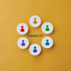 The image of people in a circle and the inscription: equality. Equality between different people