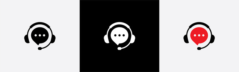 Live chat icon. Online web support system. Messages of speech bubble with dots and headphones sign, vector illustration - obrazy, fototapety, plakaty