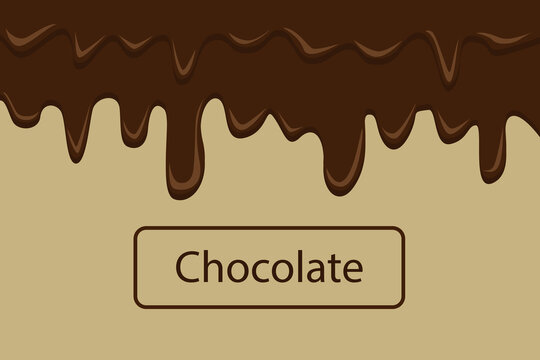 Flowing chocolate for the background. Vector image.