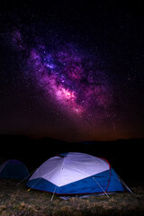 tent at night in the mountains