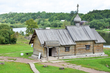 The wooden Orthodox Church of Dmitry Solunsky at Staraya Ladoga city