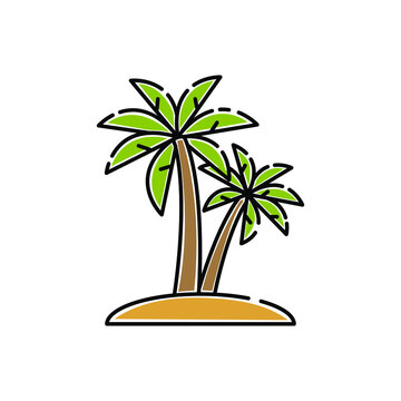coconut tree icon, colored on a white background, palm tree vector