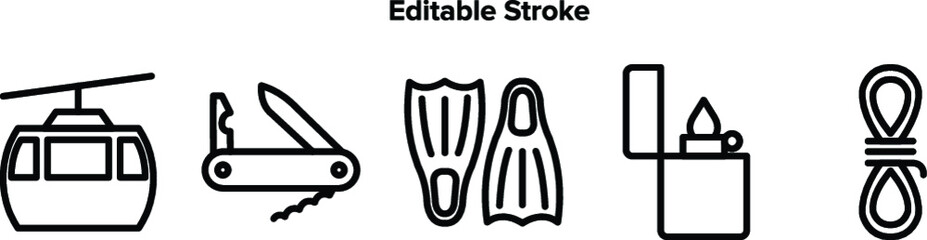 Adventure line icons pack. Vector graphic illustration. Suitable for website design, logo, app, template, and UI.