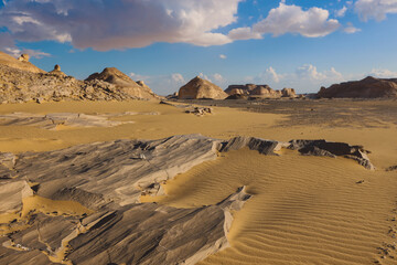 Fototapeta na wymiar Landscape View of the White Desert Protected Area in the Farafra Oasis, Egypt