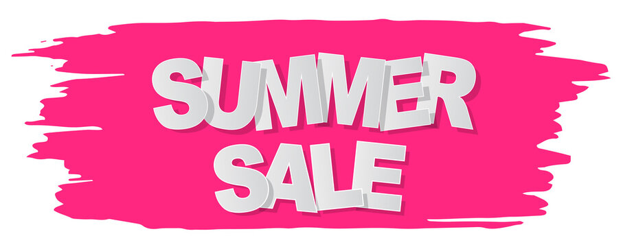 Summer sale text banner on pink grunge background. Vector illustration.