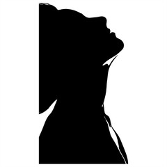 Beauty and fashion concept. Abstract woman with partly open mouth dark profile view of body silhouette illustration. Sensual and sexy pose