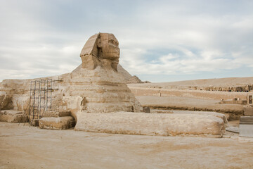Sphinx, Pyramid of Khafre, Ruins of the city of historic city Egypt, Stone, Cairo Pyramid Giza,...