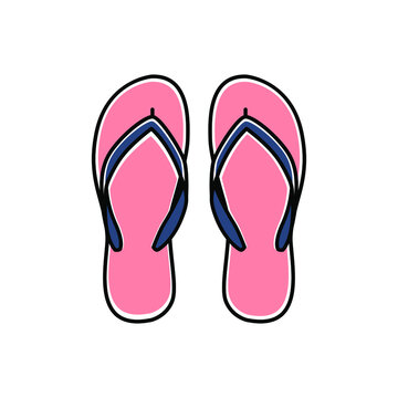 Sandals, turf, bow coat.Beach slippers icon - Vector