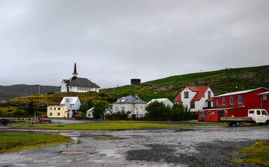 A moody afternoon in the remote village of Holmav&iacute;k, home of the Museum of Icelandic Sorcery and Witchcraft, Strandir Coast, Westfjords, Iceland