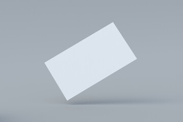 White blank business card on gray background. 3d render