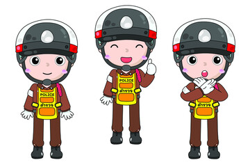 police man,thai police traffic character in vector