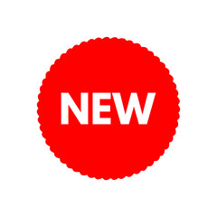 Red New sticker, novelty, promotion, vector illustration.