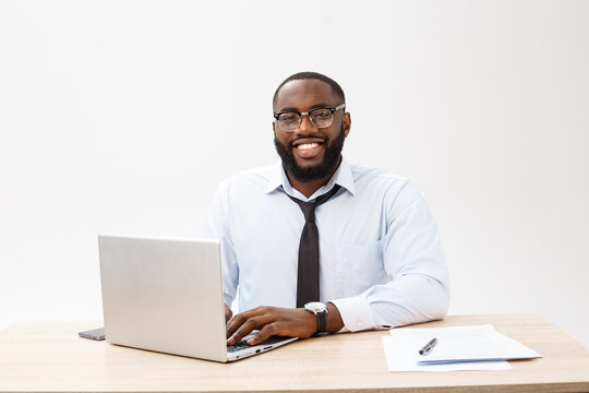 Headshot Of Successful Smiling Cheerful African American Businessman Executive Stylish Company Leader