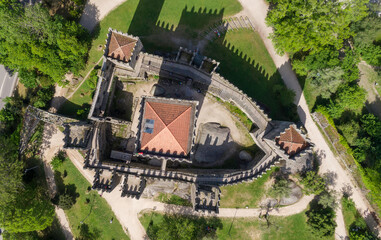 Aerial view of Guimaraes Castle in Portugal