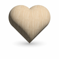 3D wood love sign icon illustration on white background