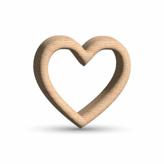 3D wood heart and favorite sign icon illustration on white background