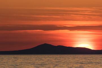 Naklejka na ściany i meble Outstanding sunset on the island Brac, Croatia on Adriatic sea