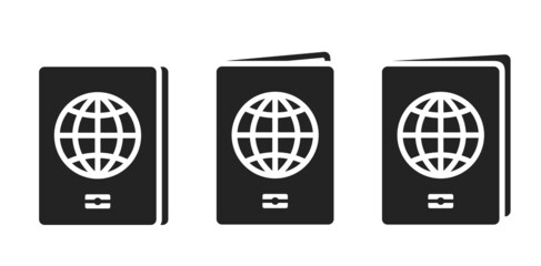 passport icon set. document, tourism and travel symbol. isolated vector image in simple style