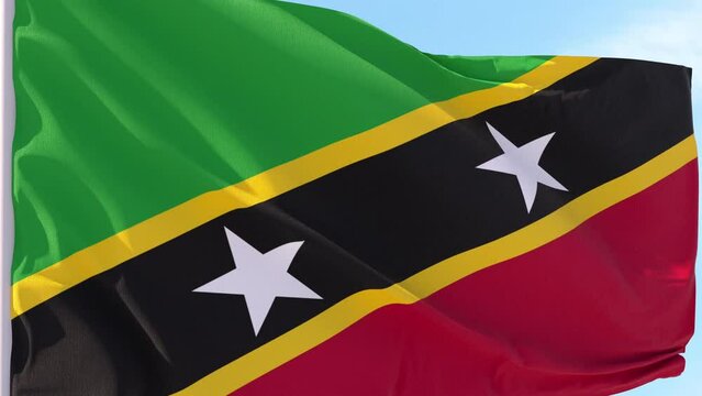 Saint Kitts and Nevis Flag Looping Background